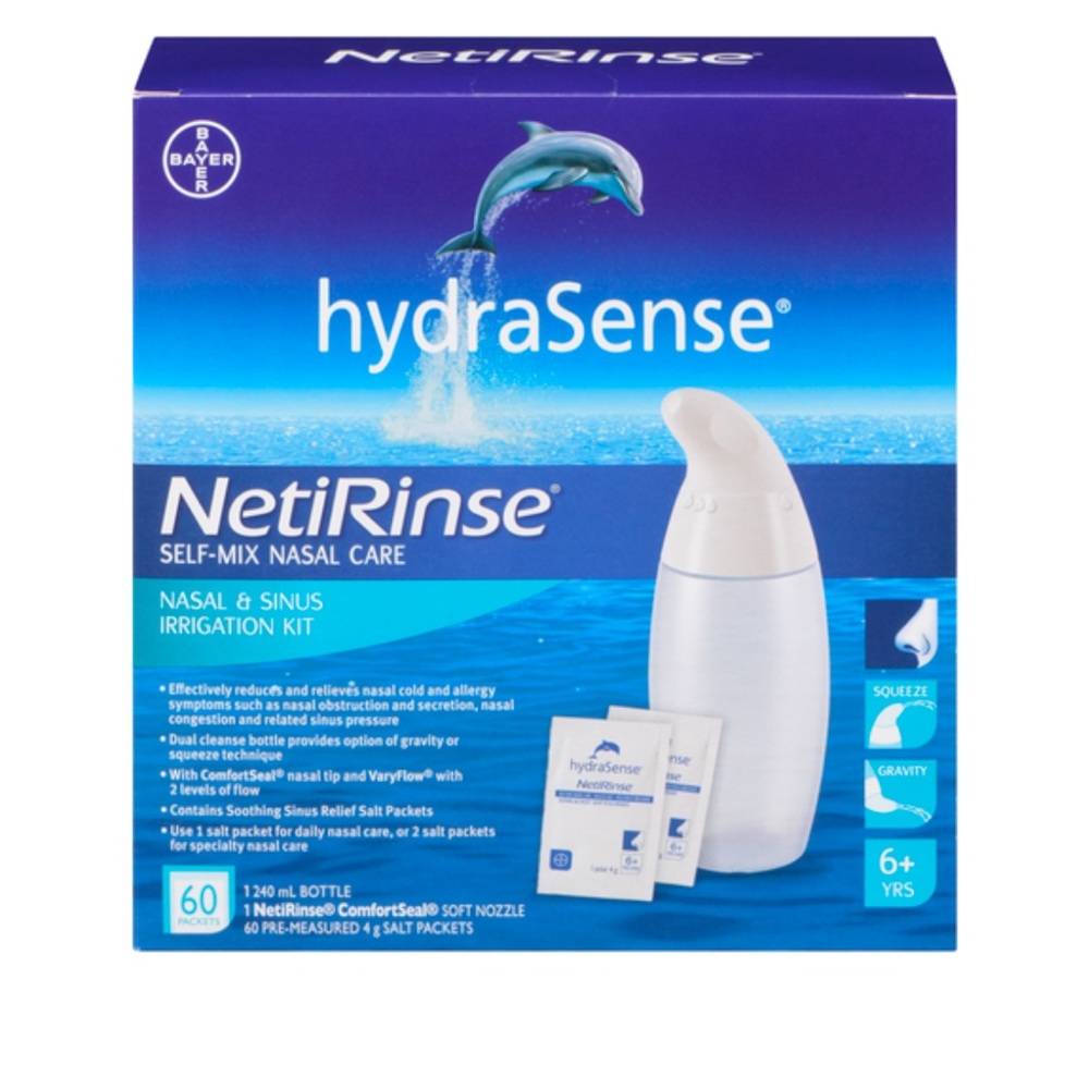 Hydrasense NetiRinse nasal & sinus irrigation kit 60 packets and 1 bottle